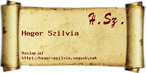 Heger Szilvia névjegykártya